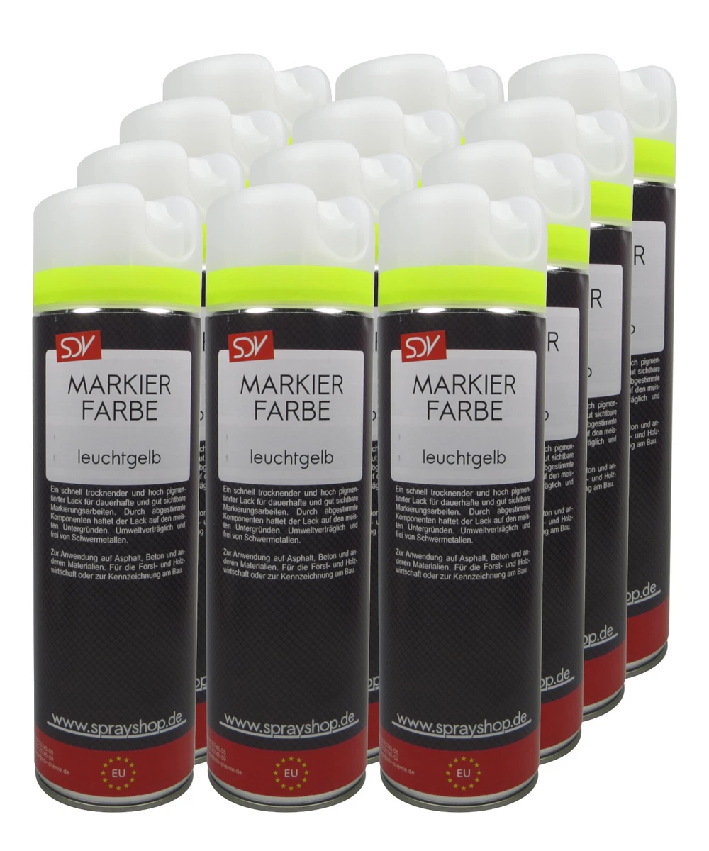 AWOTEX Markierspray Neon-orange 500ml I 12 Stück Sprühfarbe Mit Hoher