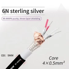 1M 6N Single Crystal Pure Silver 20AWG x 4 Audio Signal RCA XLR Cable Bulk Cord