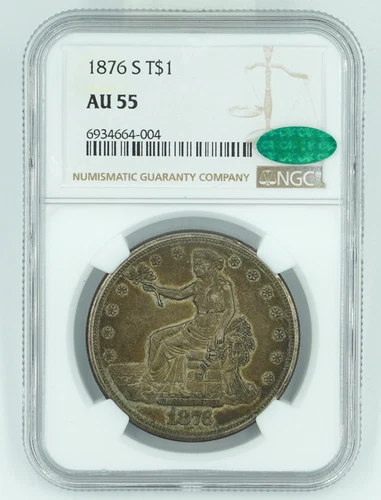 1876-S NGC & CAC AU55 Trade Dollar