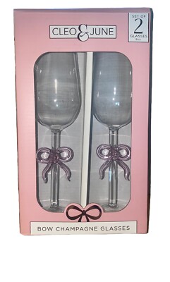 Cleo and June Pink Bow Champagne Glasses