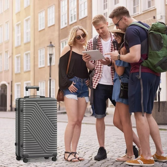 3-Piece Luggage Set Hard Shell Suitcase with TSA Lock, Silver