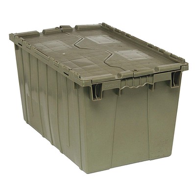 QUANTUM STORAGE SYSTEMS QDC2515-14 Attached Lid Container,Gray,Solid,HDPE 9F403