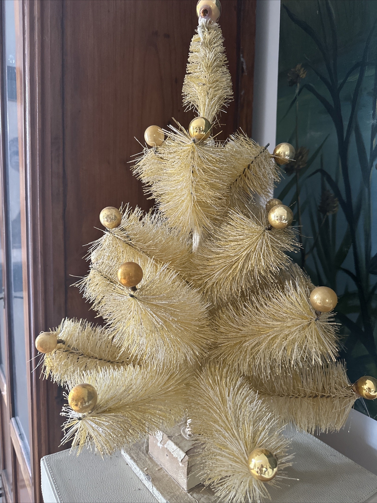 Vintage Consolidated Novelty Flocked Rare Yellow Bottle Brush Tree eBay