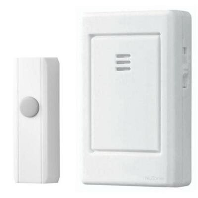 NuTone LA-205WH, Compact Contemporary Design Portable Wireless Door Chime, White