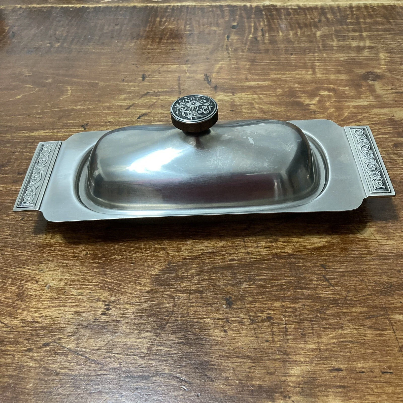 International Decorator Stainless Butter Dish Lid 18-8 MCM Japan Mid Century