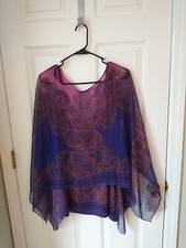 Women Layered Look Blouse/Tank Top Purple/Multi Colored With Cape Large 