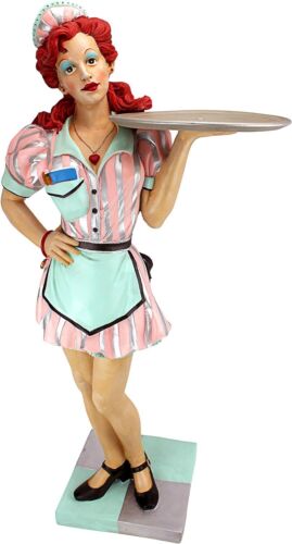 Katlot Retro Rosie Diner Dame Serving Table Statue, Full Color - Afbeelding 1 van 9