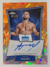 2025 TOPPS CHROME AUSTIN THEORY WWE AUTO SMACKDOWN ICE CRACKED ORANGE 07/25
