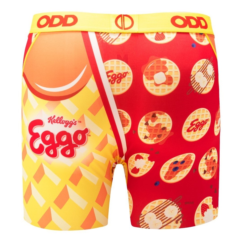 Odd Sox Men's Boxer Brief, Eggo Waffles, Fun Novelty Underwear, Small