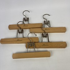 Lot of 5 VTG Wooden Clamp Hangers Pant Skirt Trousers KRESCO Closet 10.25"  9"