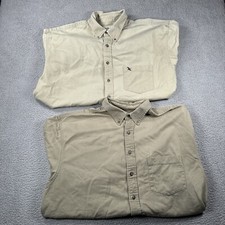 2 Eddie Bauer Shirt Mens XXL Button Up Short Sleeve Pocket Heavy Casual Workwear