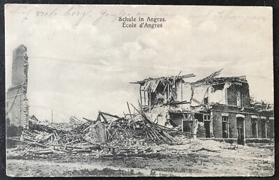 alte Postkarte Frankreich - 1. Weltkrieg /  Schule in Angres 62143 zerstört