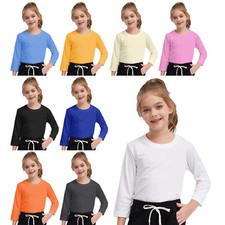 Unisex Kids T-shirt Workout Pullover Boys Sweatshirt Undershirt Round Neck Gym