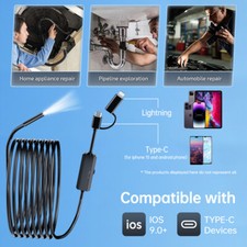 8 LED HD 1440P Endoscope Snake Inspection Camera Borescope for iPhone Android AU — image 13