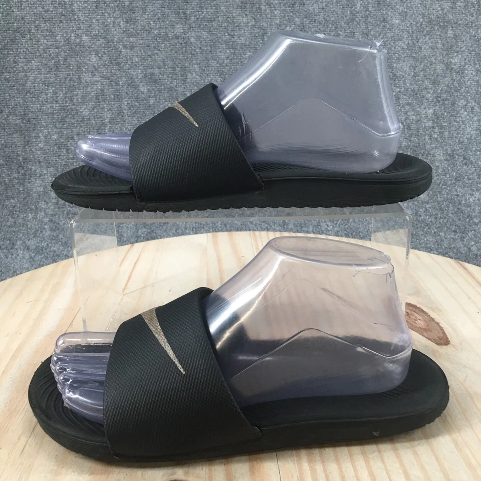 Sandalias Nike juveniles 5 para mujer 6,5 Kawa Slide planas cómodas 819352-001 negras sin cordones Foto 2 de 4