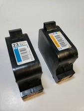 2 Virgin Empty Genuine HP 23 Ink Cartridges for Refill