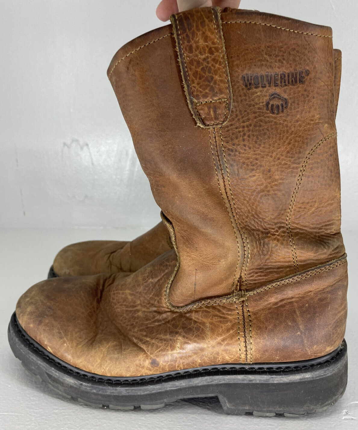 Men's Wolverine W08378 Brown Leather Western Work Boots Size 8M