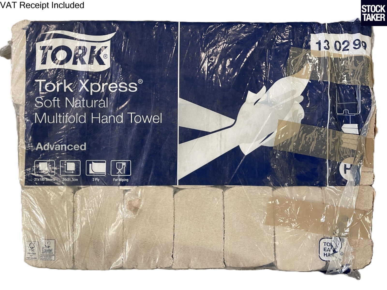 21 Sleeves Tork 130299 Xpress Multifold Hand Towels H2 M-fold White 2-Ply Paper