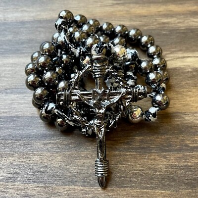 Rosary Harmony Paracord Black Steel Rope Cord Rosario Catholic Mercy Wearable