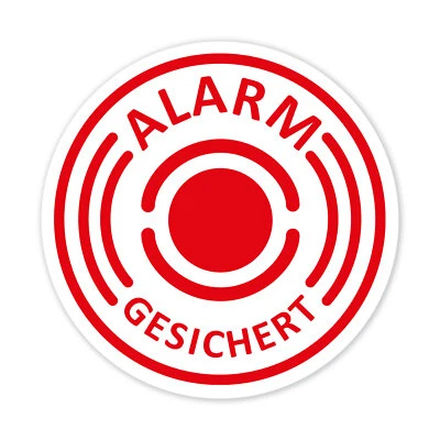 EASYDRUCK24.DE 10 Stück Aufkleber Alarmgesichert, Digitaldruck, 40mm Durchmesser Art. 004-innen