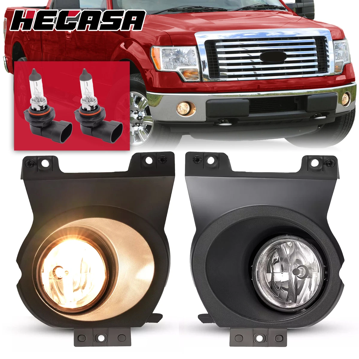 O Light Nixon Offroad LED Fog Lights Assembly W/LED Light Bulb For 2015-2020 Ford F-150 F150, Pair Of Fog Light Clear Lens Waterproof Fog Lamp Replacement W/o Fog Light Brackets Third Brake