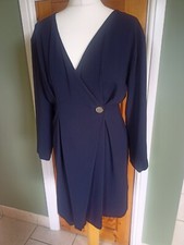 topshop Size 10 Navy Blue Smart Wrap Dress