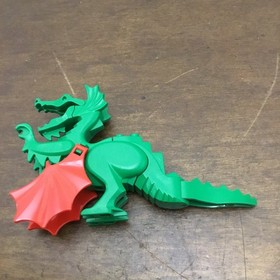 Lego Classic Green Dragon Figure w Red Wings, 6056 6076 6082 6087 Vintage Knight