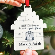 Personalised First Christmas In Your New Home Brick Decoration With Gift Bag