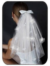 Light Up Bow Wedding Veil White Floral Bachelorette Party Veil for Women