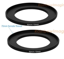 (2 Pcs) 52-72mm 52 mm to 72 mm Metal Step Up Lens Filter Ring Adapter
