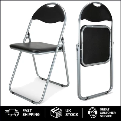 Luxury Padded Folding Chairs - Set of 2, Black Steel Frame & Easy Storage - Image 1 of 4