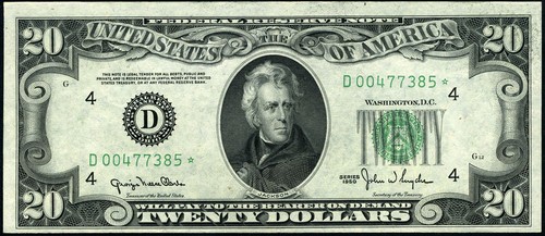FR. 2059 D* $20 1950 Federal Reserve Note Cleveland D-* Block CU Star - Picture 2 of 3