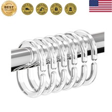 24 PCS Shower Curtain Rings, Plastic Clear Shower Curtain Hooks, C-Shaped Rin...