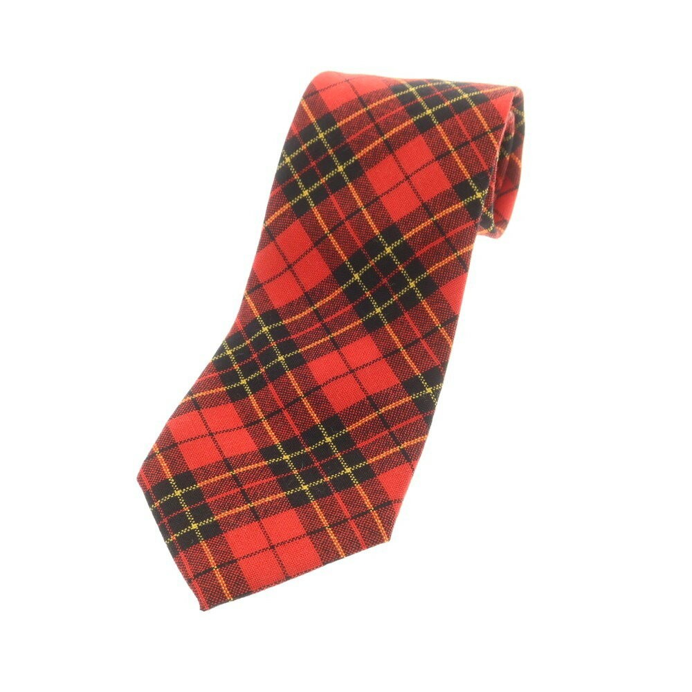Drake's Necktie Tie Red Wool All over Check pattern Handmade in England Men's