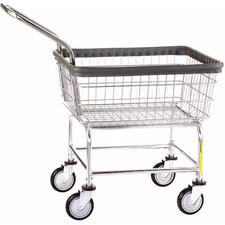 R&B Wire Products 100Ceclch Wire Utility Cart With Handle, 2.5 Bushel, Chrome