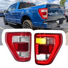 Pair Chrome Led Tail Lights With Blind Spot For Ford F-150 F150 2021 2022 2023 Pair Chrome Led Tail Lights With Blind Spot For Ford F-150 F150 2021 2022 2023