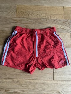 Adidas Three Stripe Red Men’s Size Small Swimming Shorts