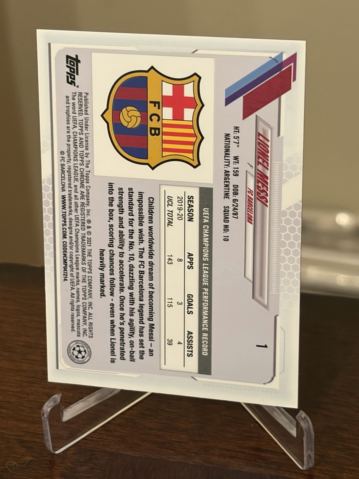2020-21 Topps Chrome Uefa Champions League Sapphire Edition - Lionel Messi #1 view 2