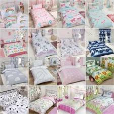 GIRLS DUVET COVERS - JUNIOR SINGLE DOUBLE - UNICORN CLOUDS STARS RAINBOWS