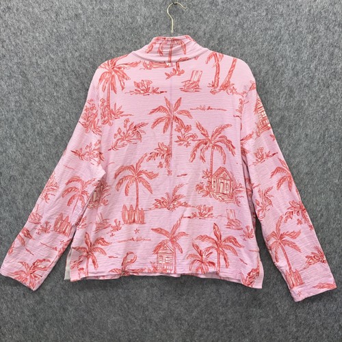 T by Talbots French Terry 1/4 Zip Tunic Shirt Womens XL Pink Tropical UPF - 第 5/7 張圖片
