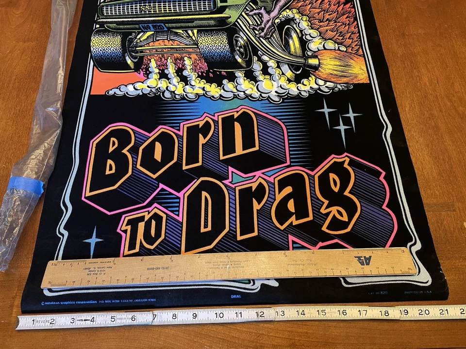 复古 20 世纪 70 年代原版黑光迷幻海报 Ed Roth Rat Fink Monster — 第 2/4 张图片