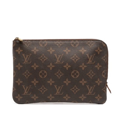 Louis Vuitton Monogram Etui Voyageur PM Pre-Loved Clutch Bag Brown