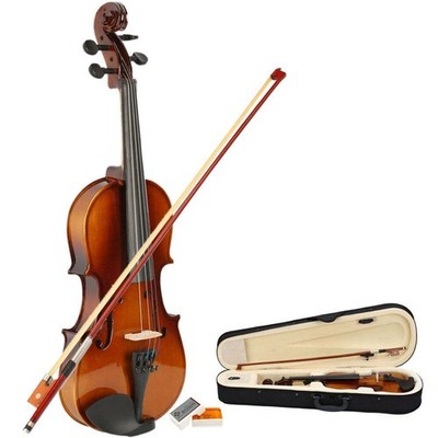 New Natural 1/2 Basswood Acoustic Violin Fiddle for Beginner Gift with Bow Case