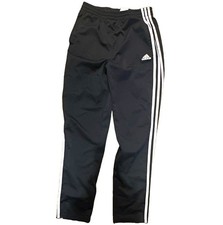 Adidas Youth Black Track Pants White 3-Stripes XL 18/20 Polyester Pull-On