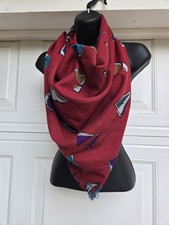 80s Dark Red Square Random Geometric Shapes Neck Scarf