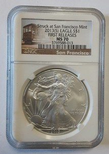 STRUCK AT SAN FRANCISCO MINT 2013 EAGLE FIRST RELEASES MS 70 NGC 