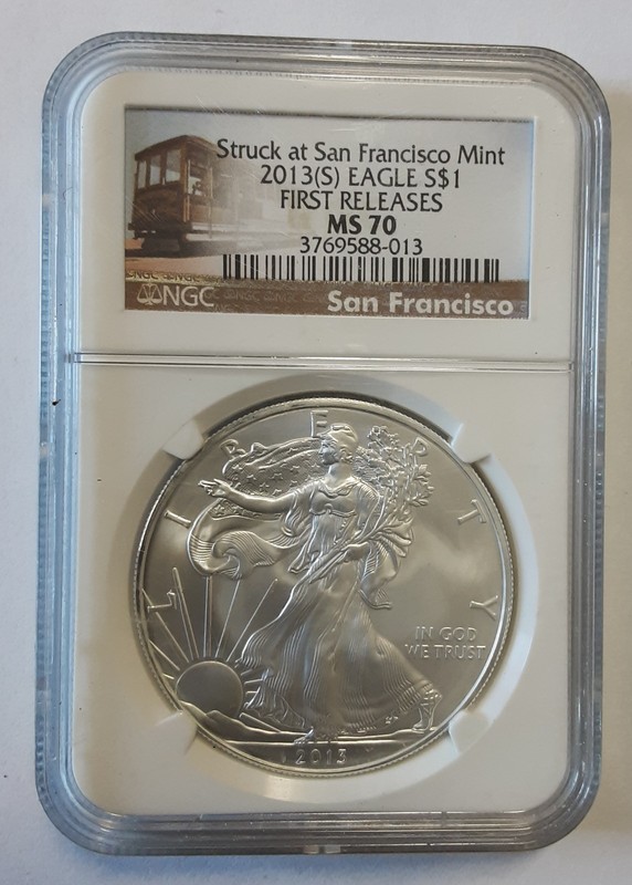 STRUCK AT SAN FRANCISCO MINT 2013 EAGLE FIRST RELEASES MS 70 NGC 