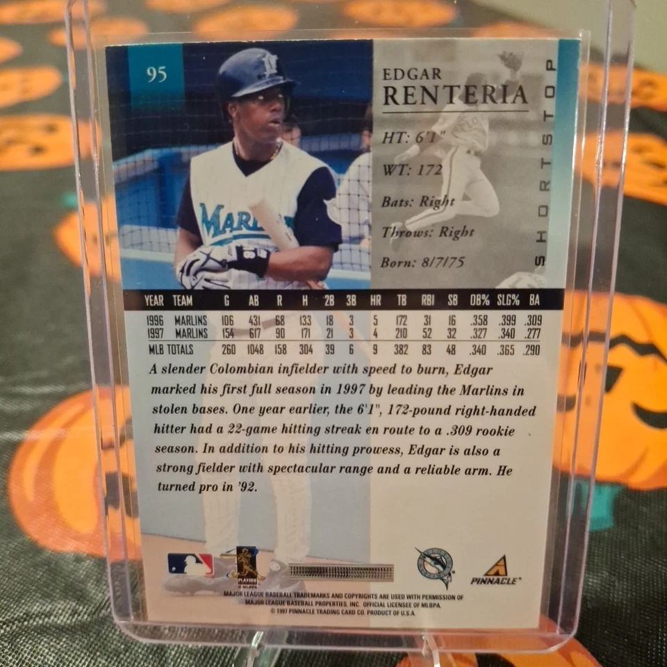 1998 Pinnacle Edgar Renteria (Full Stats) #95 - Image 2 of 2