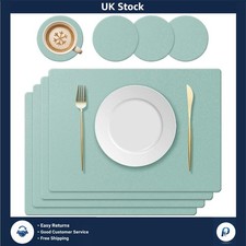 Elegant Silicone Placemat & Coaster Set, Non-Slip Leaf Pattern, 40 x 30 cm, 4...