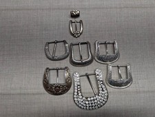 vintage ASSORTED belt buckles keeper LOT OF 7 metal WESTERN steel cowboy